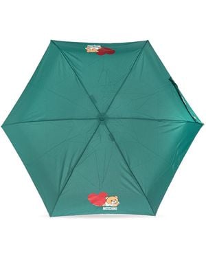 Moschino Folding Umbrella With Logo - Green