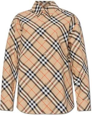 Burberry Chequered Shirt - Natural