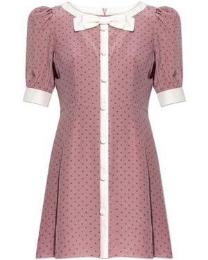 Alessandra Rich Silk Dress With Polka Dot Pattern - Pink