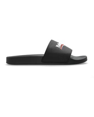 Balenciaga Slides With Logo - Black