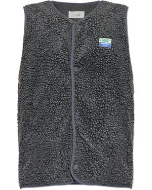 American Vintage Furry Vest With Logo Patch - Grey