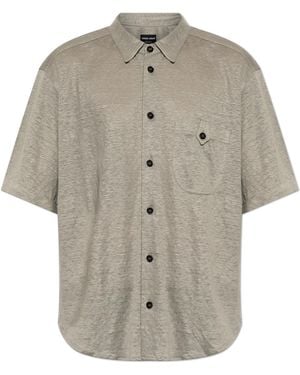 Giorgio Armani Linen Shirt With Pocket - Grey