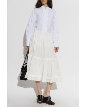 Balmain Cotton Shirt With A Stand-Up Collar - White