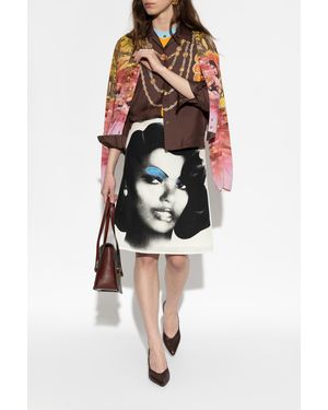 Versace Silk Shirt With "The Lover" Print - Brown