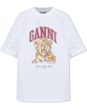 Ganni T-Shirt With Logo - White