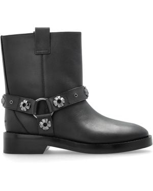 Kate Spade Leather Ankle Boots With Appliqués - Black