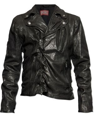DIESEL Leather Jacket 'L-Uncan' - Black