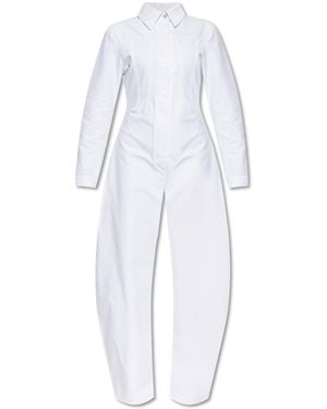 Alaïa Denim Jumpsuit - White