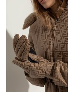 Fendi Ski Gloves With Monogram - Brown