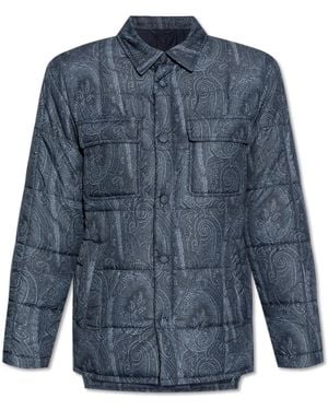 Etro Padded Jacket With Pockets - Blue