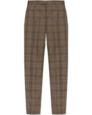 McQueen Wool Plaid Trousers - Brown