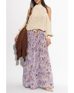 Balmain Floral-Patterned Skirt - Purple