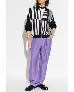 Versace Cardigan Made From Combined Fabrics - Purple