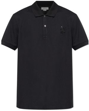 McQueen Polo Shirt With A Shimmering Applique - Black