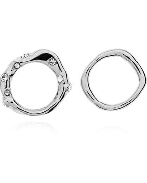 Dries Van Noten Two Rings With Shimmering Crystals - Metallic