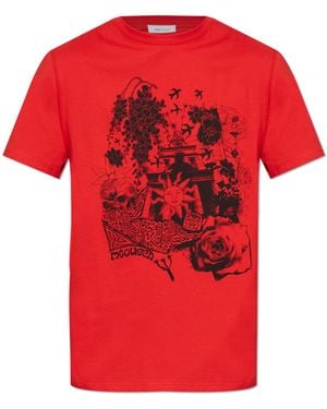McQueen T-Shirt With Print - Red