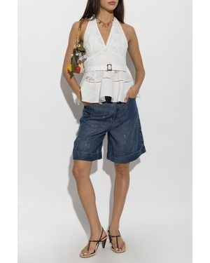Self-Portrait Top With Bare Shoulders - Blue