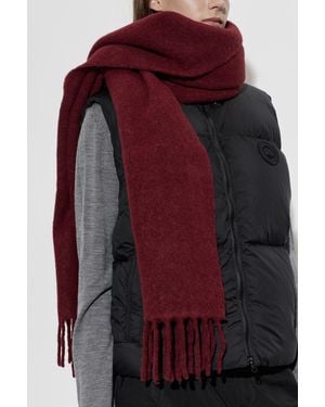 Canada Goose Wool Scarf With Fringes - Red