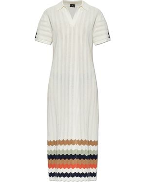 Paul Smith Cotton Dress With Striped Pattern - White