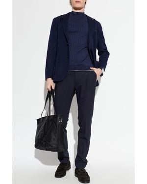 Eleventy Wool Pants With Tapered Legs - Blue