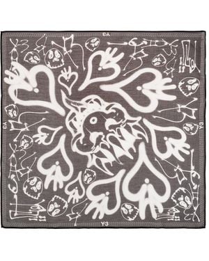 Y-3 Silk Scarf With Print - Black