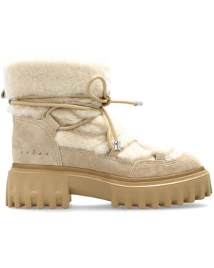 Hogan Suede Ankle Boots - Natural