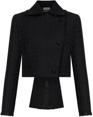 McQueen Asymmetrical Tweed Blazer - Black