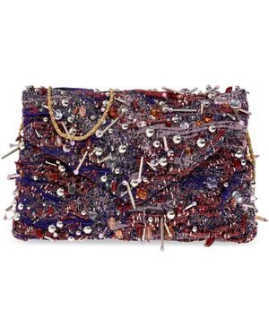 Dries Van Noten Clutch With Shiny Appliqués - Purple