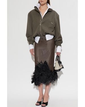 The Attico Skirt With Ostrich Feathers - Black