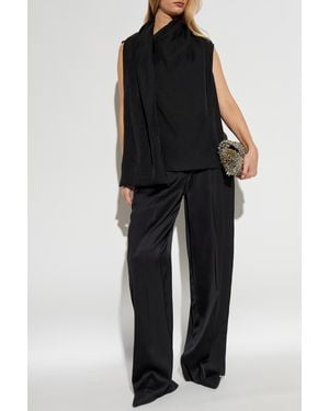 TOTEME Wide-Leg Crease Pants - Black