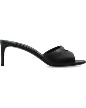 Dolce & Gabbana Leather Heeled Mules - Black