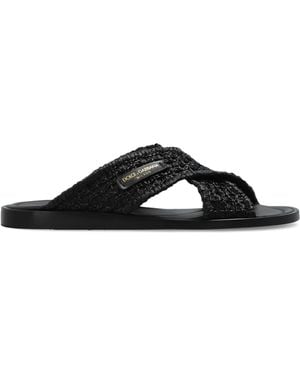 Dolce & Gabbana Slides With Logo Patch - Black