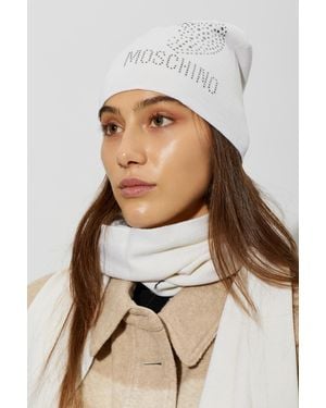 Moschino Wool Beanie With Shimmering Sequins - Natural