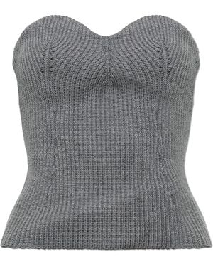 Jil Sander Wool Off-Shoulder Top - Grey