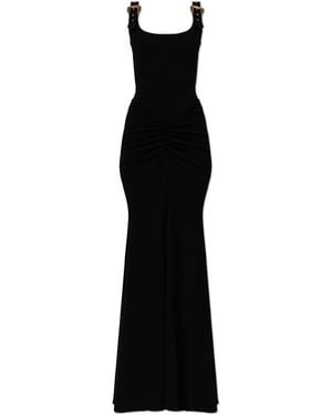 Versace Jeans Couture Long Dress With Decorative Buckles On The Straps - Black