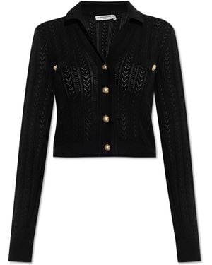 Alessandra Rich Cardigan With Decorative Knit - Black