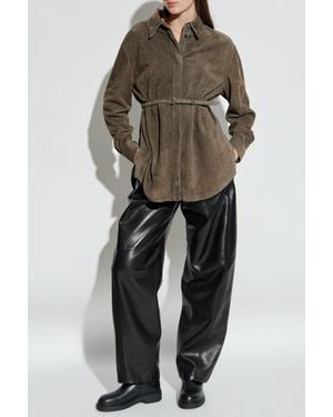 Fendi Suede Shirt With Side Slits - Green