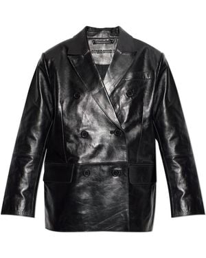 Stand Studio "Alondra" Leather Blazer - Black