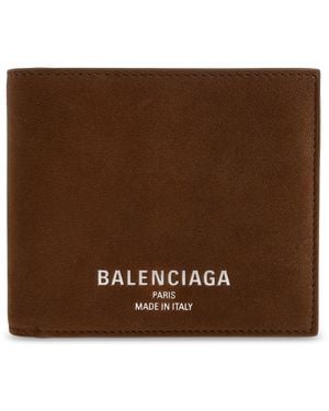 Balenciaga Leather Wallet With Logo - Brown