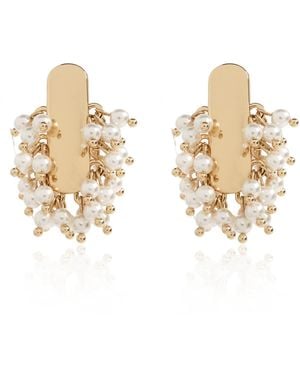 Self-Portrait Earrings With Glass Pearls - Natural