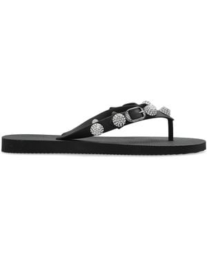 Balenciaga Rubber Flip-Flops With Shimmering Appliqués - White