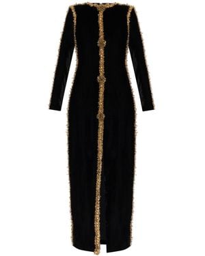 Balmain Long Dress With Appliqués - Black