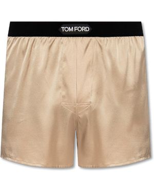 Tom Ford Silk Boxers With Logo - Natural