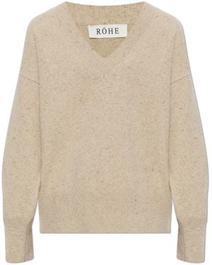 Rohe Wool V-Neck Jumper - Natural