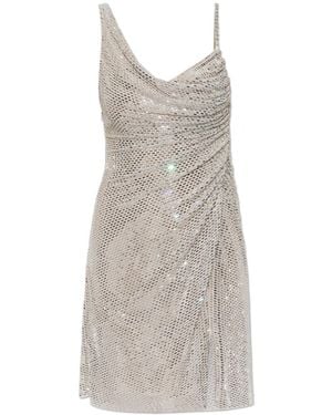 Self-Portrait Short Dress With Shimmering Sequins - White