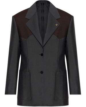 Versace Wool Blazer With Single Vent - Black