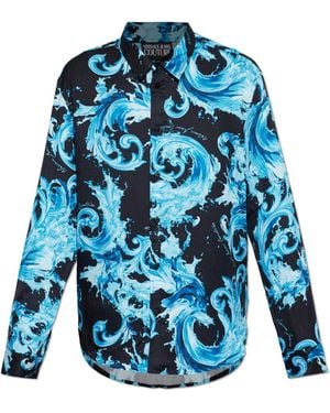 Versace Jeans Couture Shirt With 'Barocco' Pattern - Blue