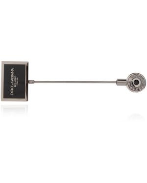 Dolce & Gabbana Brooch With Logo - Black