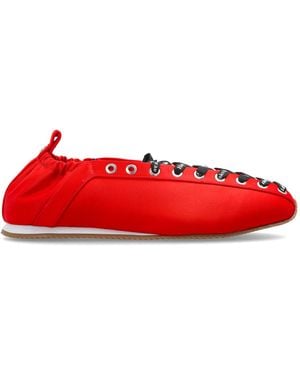 Ganni Satin Sports Shoes - Red