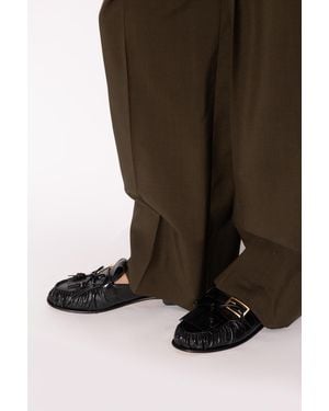 Fendi Leather Loafers-Style Mules - Brown